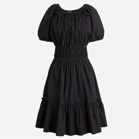 J. Crew Cinched waist puff sleeve dress BK946 black S - Picture 1 of 3